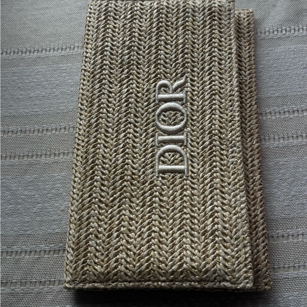 Dior Tan Key & Card Holder with Luxurious Knit Pattern